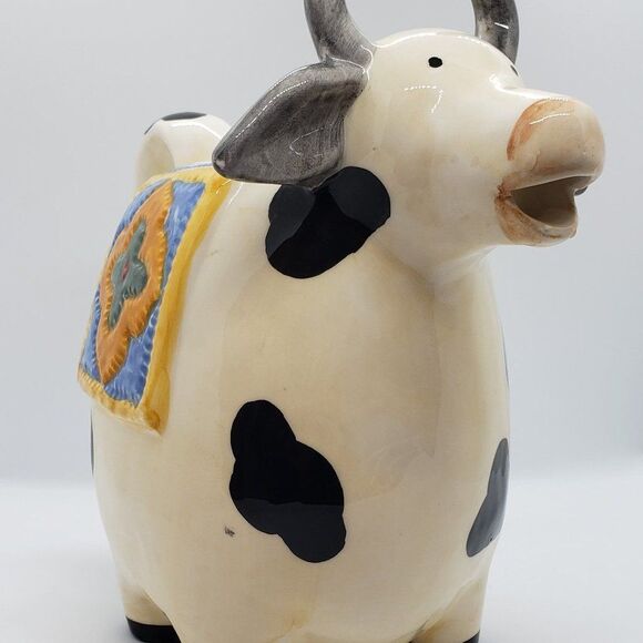 Ceramic Vintage Hand Painted Cow Milk/Juice Pitcher - Picture 10 of 15